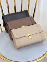 Classic Gold Buckle Leather Square Shoulder Bag