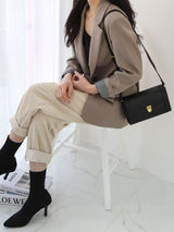 Classic Gold Buckle Leather Square Shoulder Bag