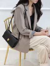 Classic Gold Buckle Leather Square Shoulder Bag