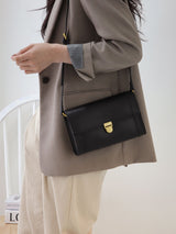 Classic Gold Buckle Leather Square Shoulder Bag