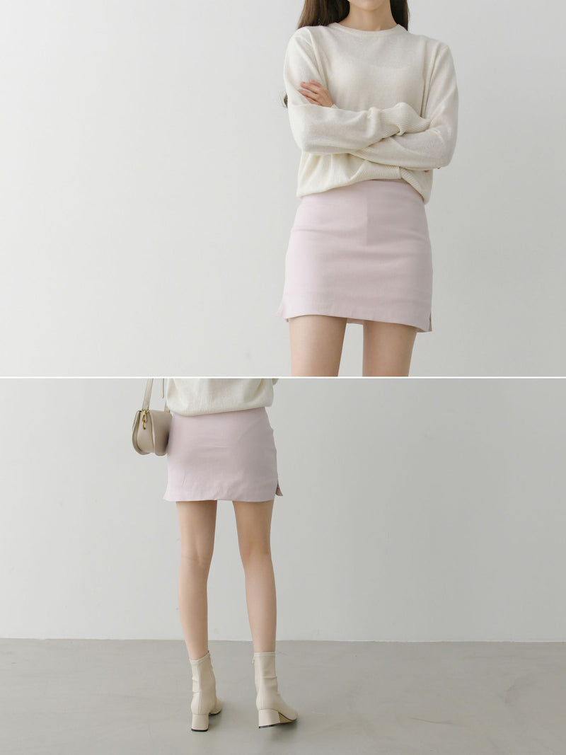 Solid Split Skirt